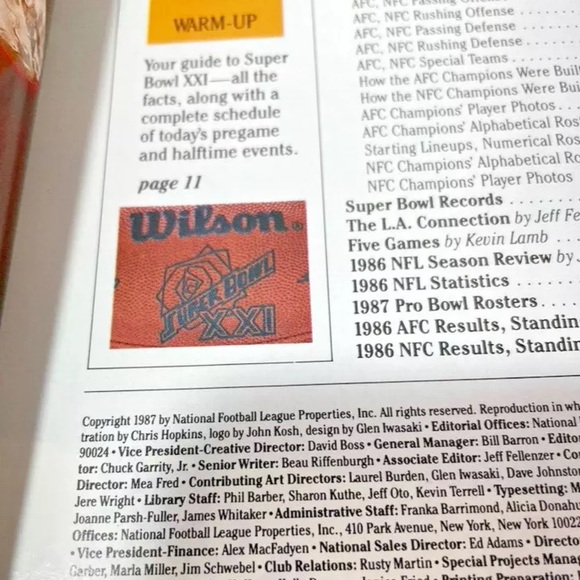 1987 NFL Super Bowl XXI Official Game Program New York Giants VS Denver Broncos - Picture 2 of 7